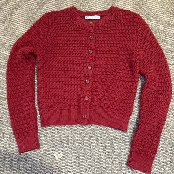 Burgundy Zara Cardigan Size S - Picture 1 of 3